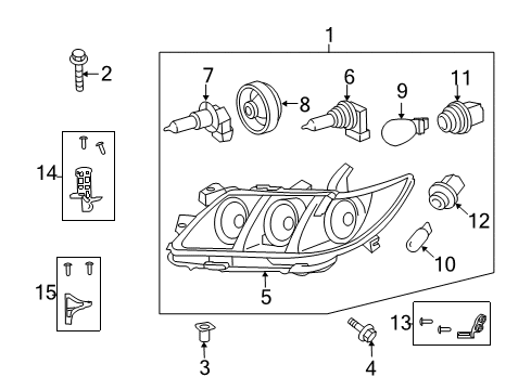 2008 Toyota Camry Headlamps Lens & Housing Diagram for 81170-33662