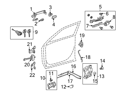2011 Toyota Highlander Front Door Lock Cable Diagram for 69710-0E040