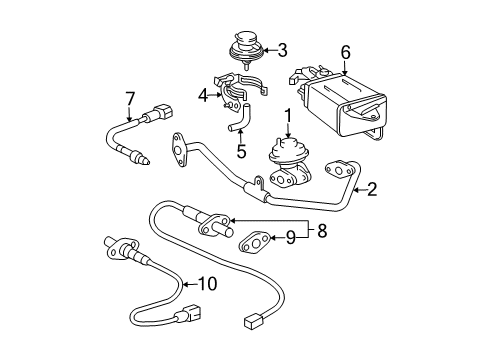 2003 Toyota Tacoma Emission Components EGR Pipe Diagram for 25611-75021