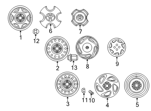 1998 Toyota Corolla Wheels Wheel Nut Diagram for 90942-01083