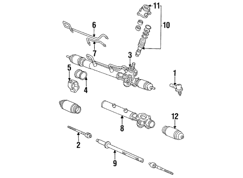 1992 Toyota Camry P/S Pump & Hoses, Steering Gear & Linkage Pinion Diagram for 44201-33010