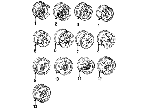 1992 Toyota Celica Wheels Wheel Nut Diagram for 90942-01050