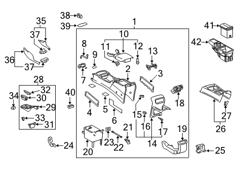 2004 Toyota 4Runner Center Console Cup Holder Diagram for 55604-35050