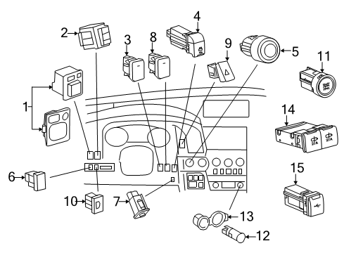 2021 Toyota Sequoia Cluster & Switches, Instrument Panel Hazard Switch Diagram for 84332-0C020