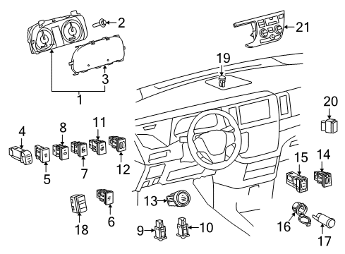 2020 Toyota Sienna Cluster & Switches, Instrument Panel Dash Control Unit Diagram for 55900-08210