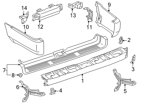 1999 Toyota 4Runner Rear Bumper Extension Stay Diagram for 52093-35010