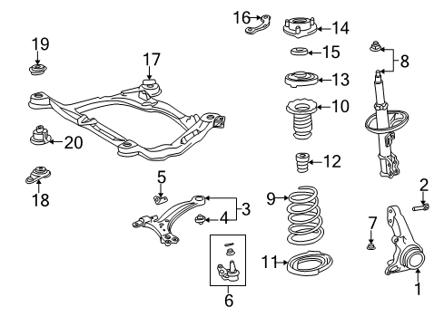 1997 Toyota Camry Front Suspension Components, Lower Control Arm, Stabilizer Bar Spring, Coil, Front Diagram for 48131-33430