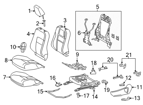 2017 Toyota Corolla iM Driver Seat Components Cushion Cover Diagram for 71072-1AA20-C2