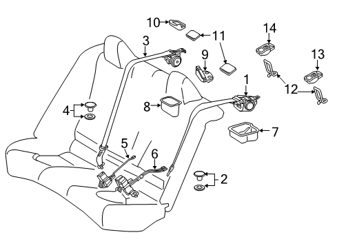 2019 Toyota Camry Seat Belt Buckle Diagram for 73230-06760-C0