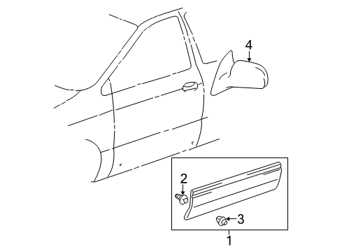 1999 Toyota Sienna Outside Mirrors, Exterior Trim Mirror Assembly Diagram for 87910-08050