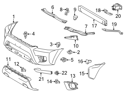2013 Toyota Tacoma Front Bumper Support Arm Diagram for 52014-04010