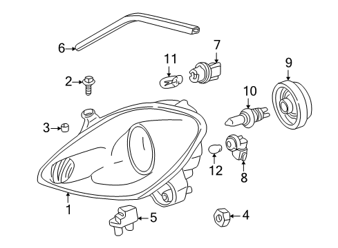 2001 Toyota MR2 Spyder Bulbs Lens & Housing Diagram for 81170-17170