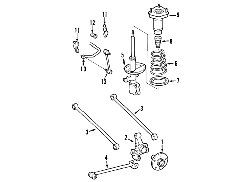 2005 Toyota Avalon Rear Suspension Components, Stabilizer Bar Stabilizer Bar Bracket Diagram for 48832-06020