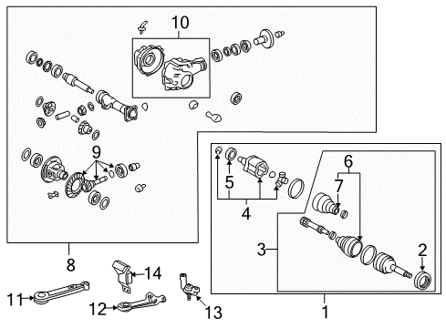 2004 Lexus GX470 Carrier & Front Axles Front Support Diagram for 52380-04061