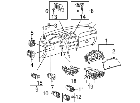 2007 Toyota Solara Automatic Temperature Controls Cluster Assembly Diagram for 83800-06P80