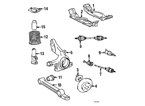 1985 Toyota Tercel Front Suspension Components, Lower Control Arm, Stabilizer Bar Front Suspension Control Arm Sub-Assembly Lower Left Diagram for 48069-16030