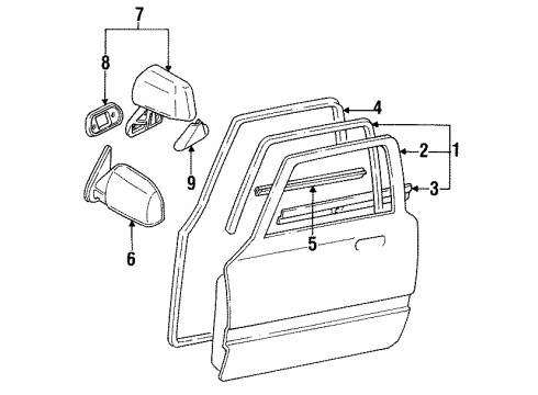 1994 Toyota Pickup Door & Components Mirror Diagram for 87910-89153