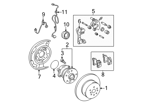 2002 Toyota Camry Rear Brakes Backing Plate Diagram for 47043-32020