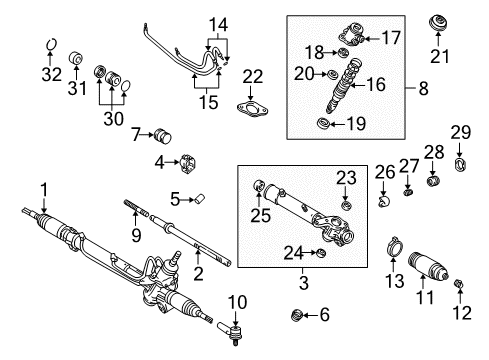 1999 Lexus RX300 Steering Column & Wheel, Steering Gear & Linkage, Shaft & Internal Components, Shroud, Switches & Levers Housing Assembly Guide Diagram for 45504-06010
