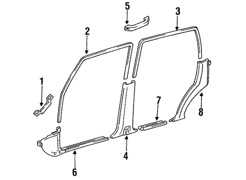 1991 Toyota Land Cruiser Interior Trim Weatherstrip Diagram for 62311-60010-03