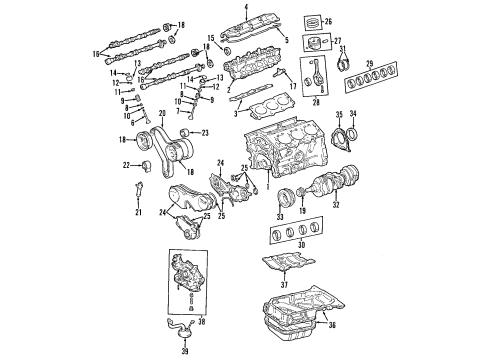 2005 Toyota Sienna Engine Parts, Mounts, Cylinder Head & Valves, Camshaft & Timing, Oil Pan, Oil Pump, Crankshaft & Bearings, Pistons, Rings & Bearings Front Mount Diagram for 12361-0A130