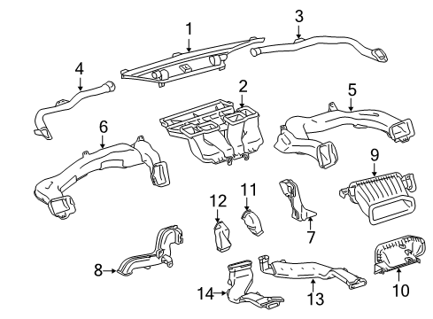 2011 Toyota Sienna Ducts Defroster Nozzle Diagram for 55972-08020
