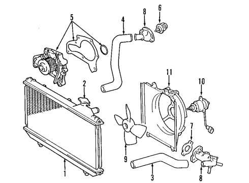 1998 Toyota RAV4 Cooling System, Radiator, Water Pump, Cooling Fan Fan Blade Diagram for 16361-64030