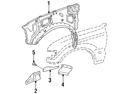 1996 Toyota Land Cruiser Structural Components & Rails Apron Assembly Seal Diagram for 53736-60010