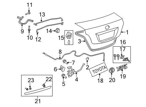 2008 Toyota Yaris Trunk Lock Assembly Diagram for 64610-52100