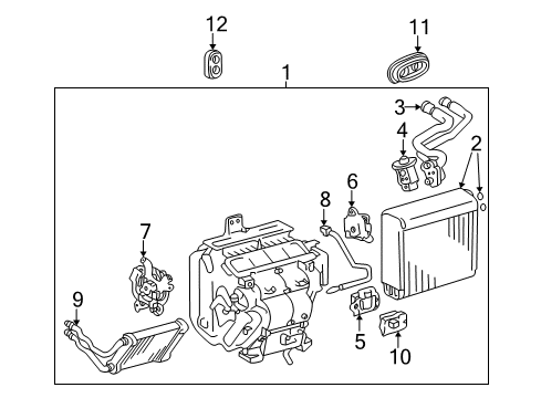 2006 Toyota Highlander A/C & Heater Control Units Evaporator Assembly Diagram for 87050-48120
