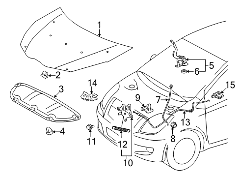 2014 Toyota Yaris Hood & Components Release Cable Diagram for 53630-52120