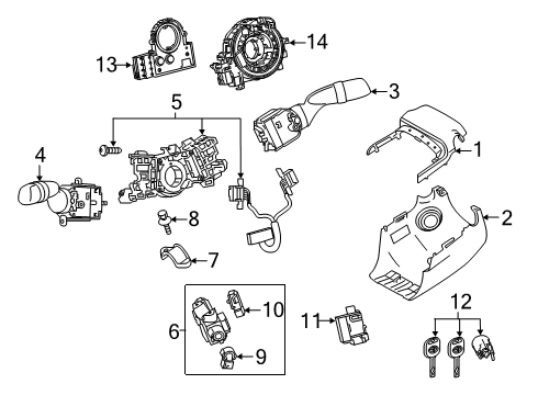 2018 Toyota Camry Ignition Lock Steering Sensor Assembly Diagram for 8924B-06040