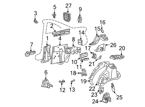 2003 Toyota Solara Inner Structure - Quarter Panel Air Outlet Vent Diagram for 62940-AA012