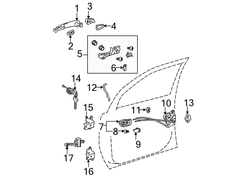 2008 Toyota Sienna Front Door - Lock & Hardware Handle, Outside Diagram for 69211-AE020-A0