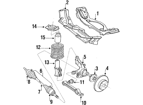 1987 Toyota Tercel Front Suspension Components, Lower Control Arm, Stabilizer Bar Bracket, Front Lower Arm Diagram for 48652-10010