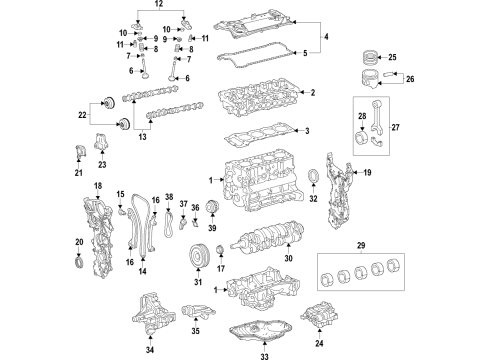 2020 Lexus UX200 Engine Parts, Mounts, Cylinder Head & Valves, Camshaft & Timing, Oil Pan, Oil Pump, Crankshaft & Bearings, Pistons, Rings & Bearings, Variable Valve Timing Camshaft Gear Diagram for 13050-25010