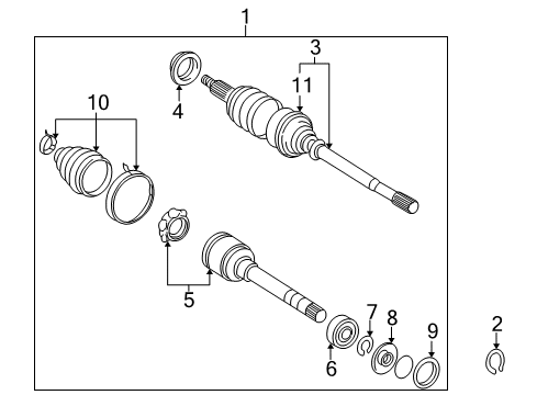 1999 Toyota Camry Drive Axles - Front Inner Boot Diagram for 04438-06070