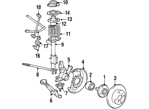 1986 Toyota MR2 Front Suspension Components, Lower Control Arm, Stabilizer Bar Bushings Diagram for 48815-17020