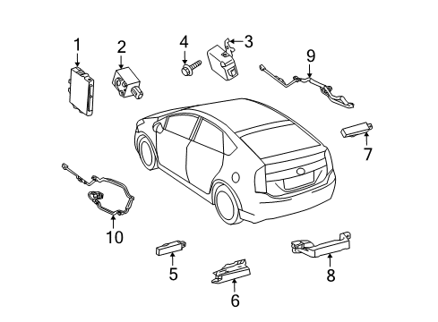 2011 Toyota Prius Keyless Entry Components Transmitter Diagram for 89904-47150