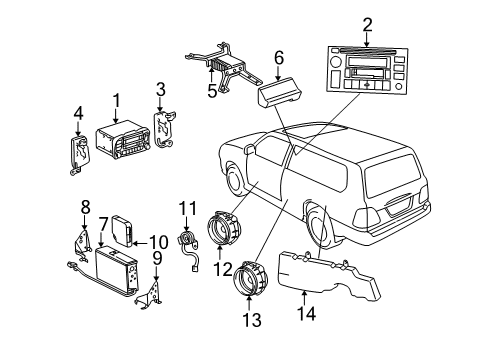 2002 Toyota Land Cruiser Sound System Receiver Assembly, Radio Diagram for 86120-35170