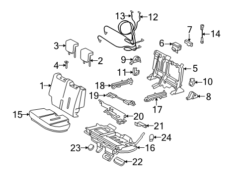 2013 Scion xD Rear Seat Components Belt & Retractor Hook Diagram for 73383-06010