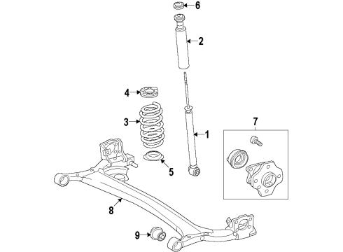 2010 Toyota Prius Rear Axle, Suspension Components Shock Absorber Diagram for 48530-80534