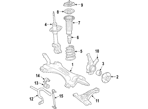 2008 Scion tC Front Suspension Components, Lower Control Arm, Stabilizer Bar Hub Diagram for 43502-21010