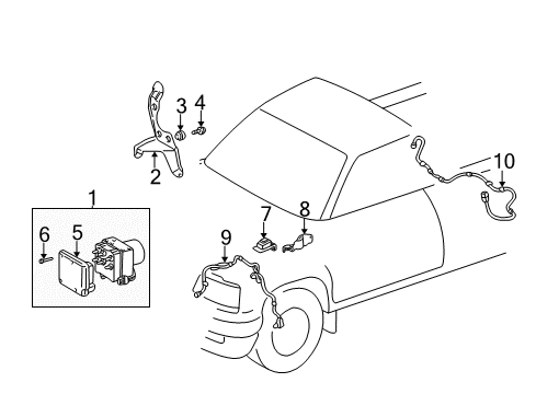 1998 Toyota Tacoma ABS Components Actuator Assembly Cushion Diagram for 44546-04010