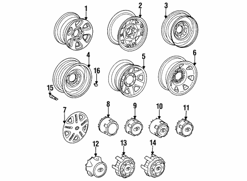 1995 Toyota T100 Wheels Wheel Cover Diagram for 42621-34011