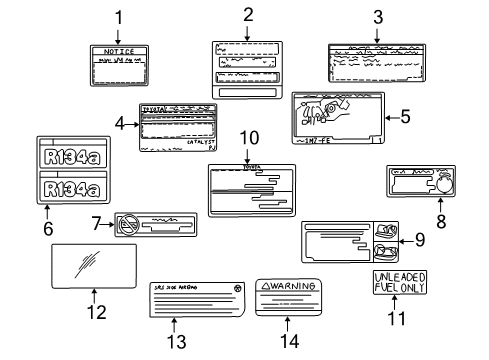 1998 Toyota Camry Information Labels Info Label Diagram for 69349-AA010