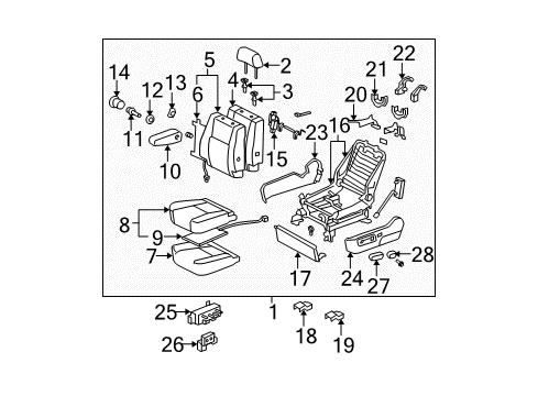 2007 Toyota Sequoia Front Seat Components Seat Cushion Heater Diagram for 87510-0C010