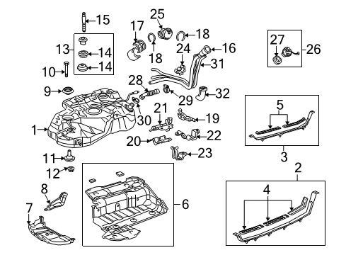 2006 Toyota Highlander Fuel System Components Fuel Tank Diagram for 77001-0E010