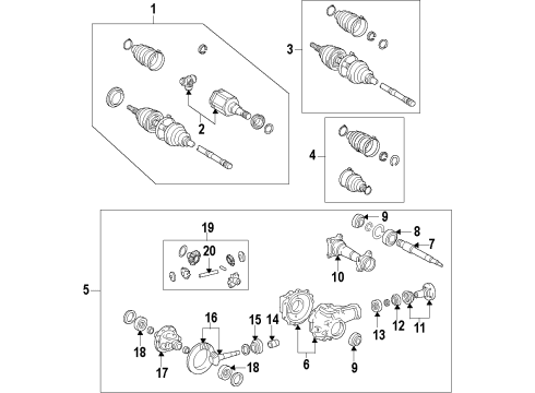 2011 Toyota Land Cruiser Front Axle, Axle Shafts & Joints, Differential, Drive Axles, Propeller Shaft Differential Assembly Diagram for 41110-60B81