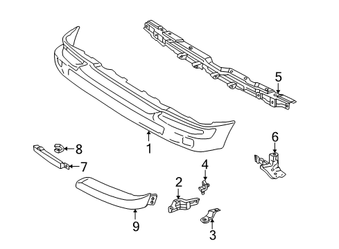 1998 Toyota Tacoma Front Bumper Upper Retainer Arm Diagram for 52011-04050